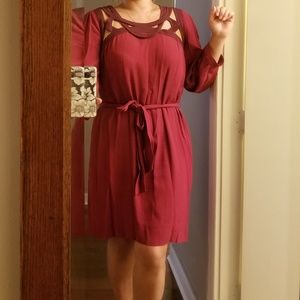 Diane Von Furstenberg Jadey lattice front and back dress with original belt